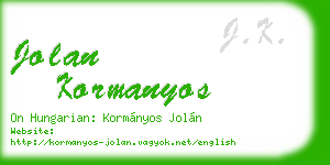 jolan kormanyos business card